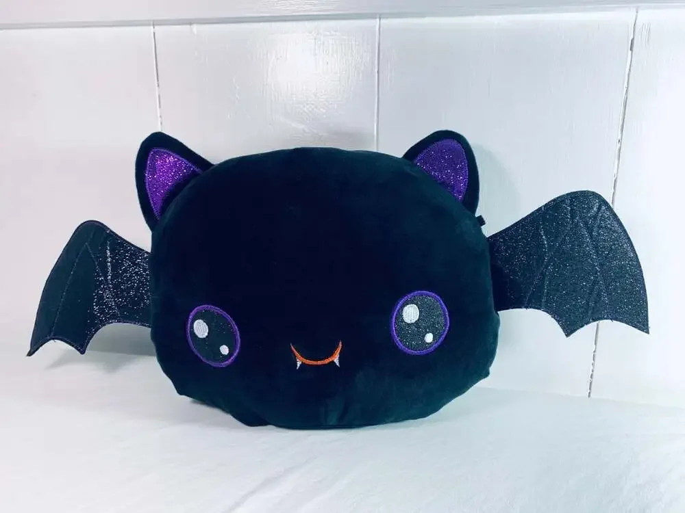 Black Halloween adorable Vampire Bat plush purple sparkly ears